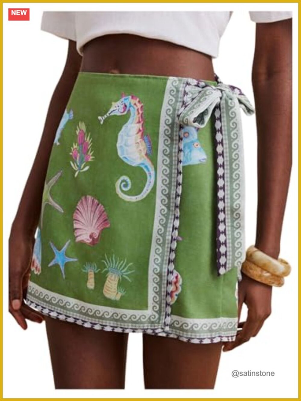 Women's Boho Starfish Ocean Print Wrap Mini Skirt Vacation A-Line